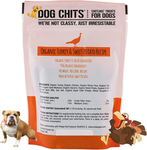 Dog Chits Turkey and Sweet Potato Soft Chew for Dogs - Dog and Puppy Chews | Made in USA | Organic Turkey | All-Natural Treats | Large & Small Dogs | Organic Sweet Potato | 4 oz.