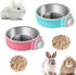 Rabbit Bowls Set - Big Pet Bunny Food Bowls and Stainless Steel Hanging Water Feeder