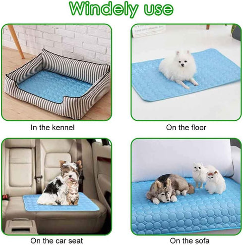 Pet Cooling Mat for Dogs Cats - Summer Dog Cooling Pad, Ice Silk Self Cooling Pad for Beds/Sofa/Couches