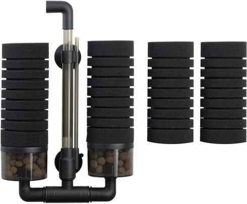 AQUANEAT Quiet Aquarium Sponge Filter with Ceramic Media Balls, Air Driven