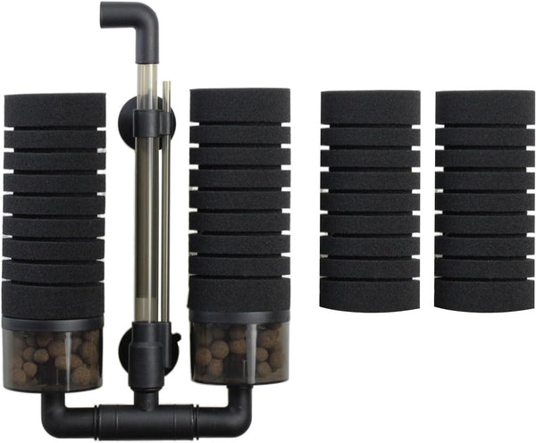 AQUANEAT Quiet Aquarium Sponge Filter with Ceramic Media Balls, Air Driven