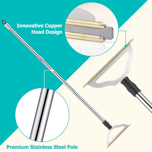 Carpet Rake for Pet Hair Removal, Reusable Long Handle Pet Hair Remover for Carpets, Rugs, and Furniture