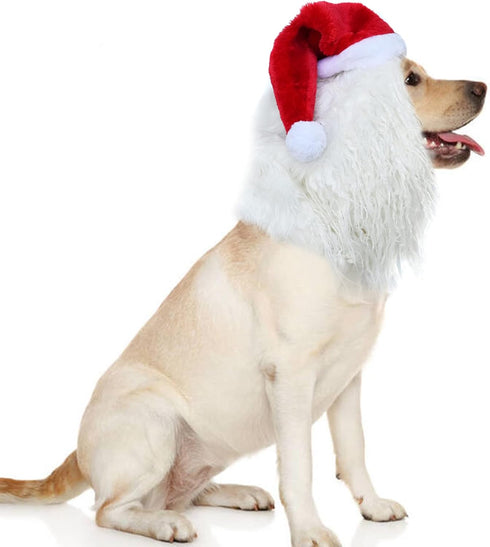Funny Pet Reindeer Moose Costumes for Dog, Cute Furry Pet Wig for Halloween Christmas, Pet Clothing Accessories (Santa Claus, Size M)