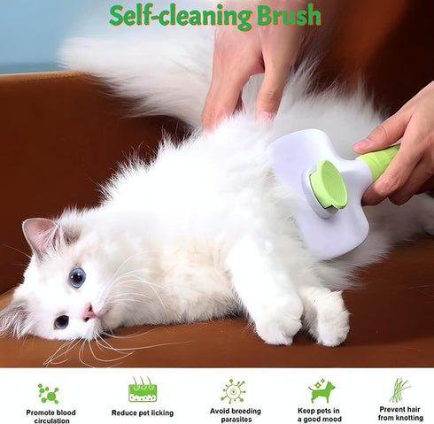 Versatile Pet Grooming Brush and Deshedding Tool, Gently Removes Loose Undercoat for Cats and Dogs, Suitable for Pet