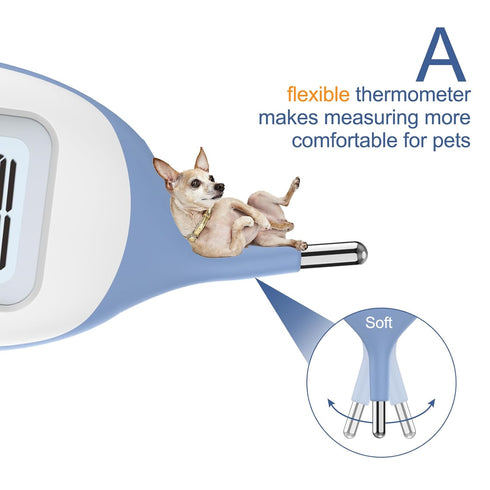 Flexible,10-Sec Cats,30 Pet Thermometer, Friendly Short Probe,Comfort Reading, Rectal Thermometer for Dogs Probe Covers