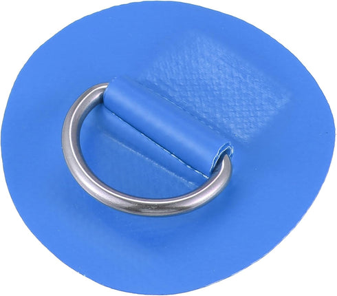 X AUTOHAUX 6pcs 6cm D Ring Patch PVC Stainless Steel Round Shape D Ring Pad for Surfboard Kayak Canoe