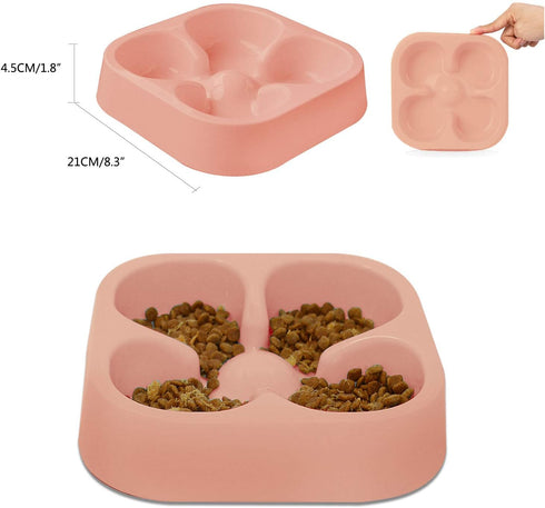 Healthy Slow Feeding Dog Bowl for French Bulldog - No Choking Dog Cat Food Water Bowl with Four-Leaf Clover Pattern