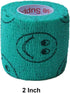 Vet Wrap Tape (Teal with Smiles) (2 Pack) (2 Inch x 15 feet) Self-Adhesive Cohesive Flex Bandage for Pets