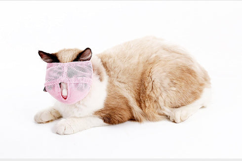 Cat Muzzles - Breathable Mesh Muzzles to Prevent Biting and Chewing, Anti Bite Anti Meow (Blue-S)