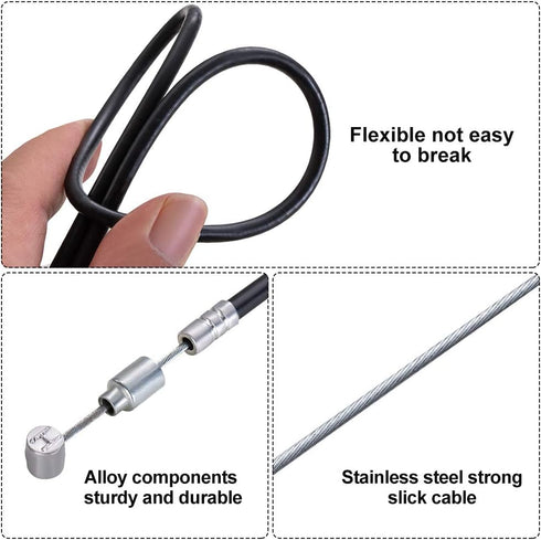 Premium Bike Brake Cable Kit - 1 Pair Front/Rear Brake Cables with Housing for Mountain MTB Bike and Common Bicycles
