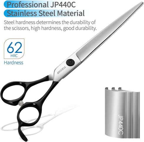 Professional Dog Grooming Scissors - 7.5" Straight Shears for Cutting Small Dogs and Cats, Japan 440C Stainless Steel