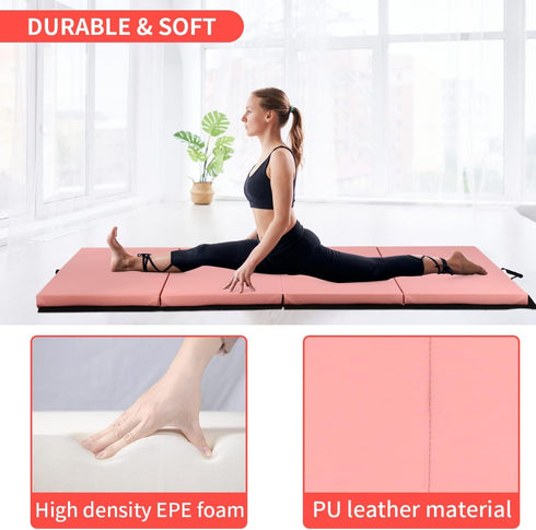 BLKMTY Gymnastics Mats, Folding Exercise Mat Gym Yoga Aerobics Fitness Mats Kids' Gymnastics Tumbling Mat with Carrying