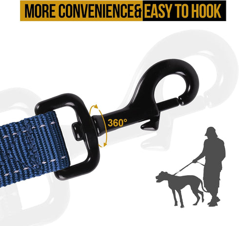 OneTigris No-Pull Dog Walking Leash - Handled Long Traffic Leads for Medium to Large Dogs (Blue, 6FT)