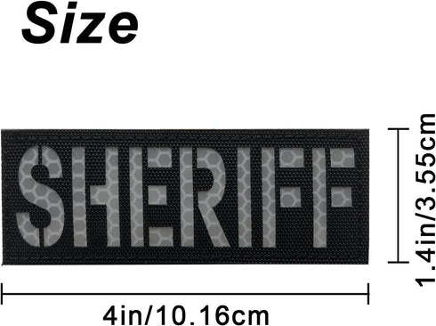 Reflective Laser Cut Sheriff Patch Small 4x1.4 inch Subdued Black for Tactical Vest Bags Backpacks