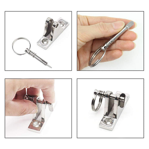 Hysagtek 6 Pcs Bimini Pins, 1/4" Diameter Quick Release Pin Boat Canopy Hardware, 316 Stainless Steel