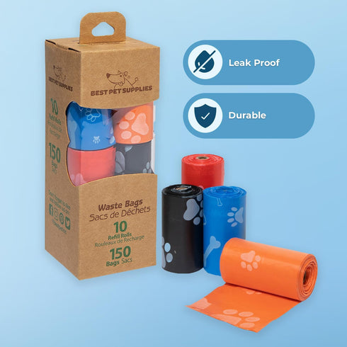 150 Best Pet Supplies Dog Poop Bags for Waste Refuse Cleanup, Doggy Roll Replacements for Outdoor Puppy Walking