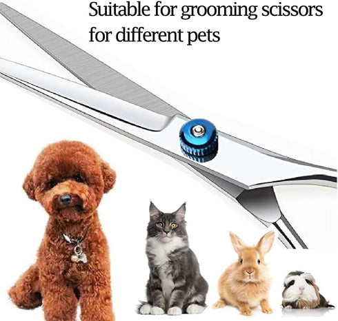 Dog Grooming Scissors - Heavy Duty Titanium Stainless Steel Pet Hair Scissors with Safety Round Tips
