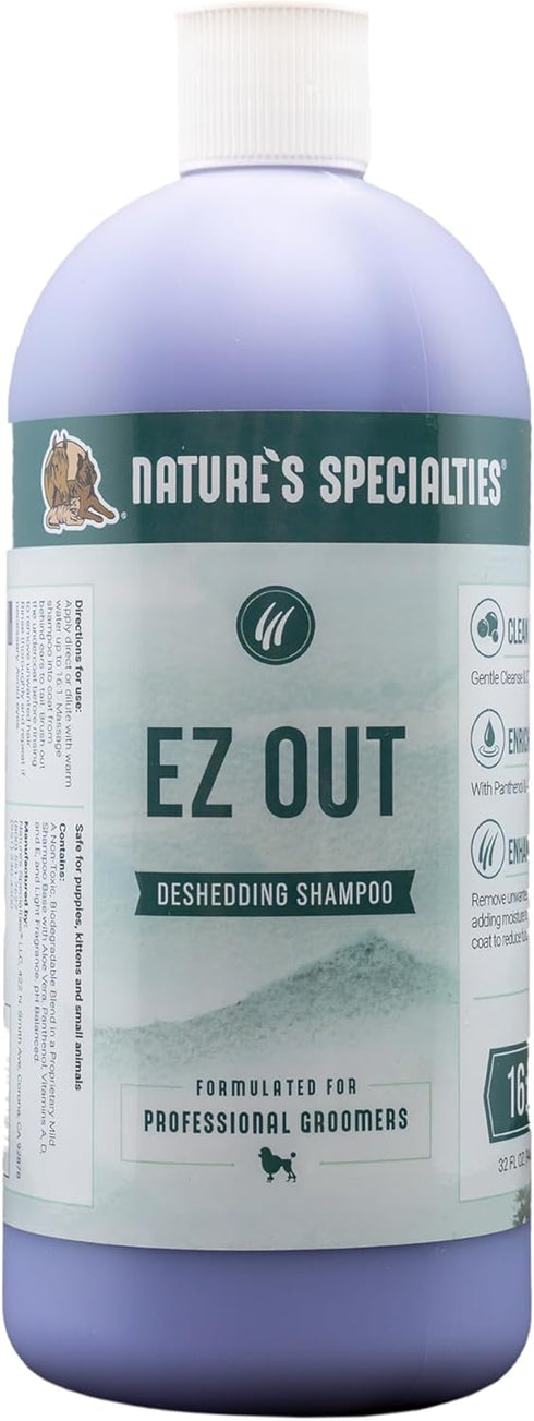 Nature's Specialties EZ Out Deshedding Ultra Concentrated Dog Shampoo, Makes up to 4 Gallons, 32 oz, Made in USA
