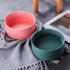 Pink Ceramic Elevated Raised Cat Bowl with Wood Stand, No Spill Pet Food Water Feeder for Cats and Small Dogs