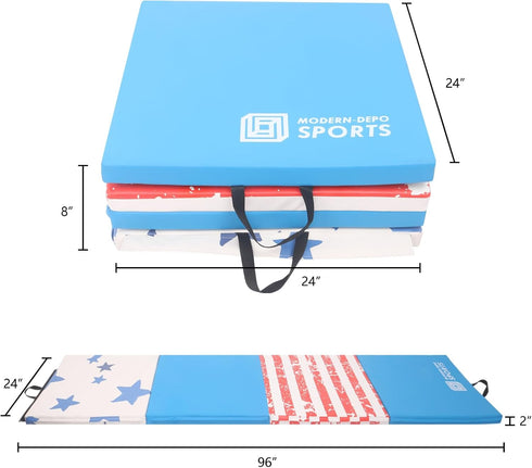4 4'X8'X2" 4'X10'X2" 100% Modern-Depo Gymnastics Mat for Home Panels Folding or With Handle, Hook Loop, Waterproof