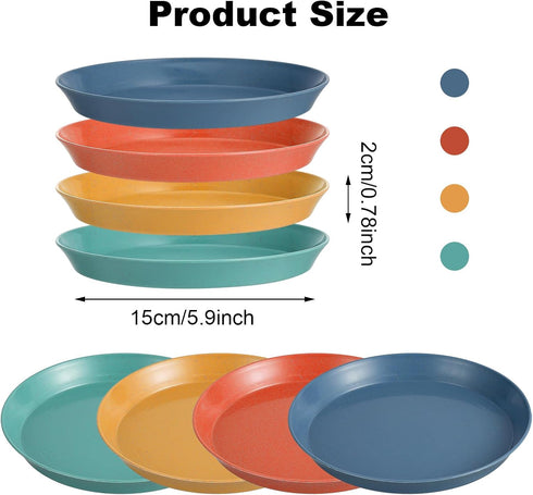 8 Pcs Cat Food Dish, 5.9 Inch Shallow Wide Cat Wet Food Flat Bowl, Whisker Friendly Cat Plates, Colorful Cat Dishes Set for Kittens and Short Legged Cat