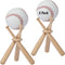 Wooden Baseball Softball Stand Display, Consists of 3 Mini Baseball Bats and 1 Wooden Circle