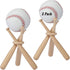 Wooden Baseball Softball Stand Display, Consists of 3 Mini Baseball Bats and 1 Wooden Circle