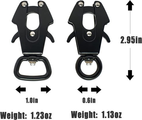 Heavy Duty Dog Leash Clips - Small Quick Release and Lock Snaps, Frog Clip (Ring 0.6 x 2) Black