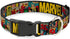 Dog Collar Plastic Clip Marvel Retro Comic Panels, Black Yellow, 6 to 9" Wide