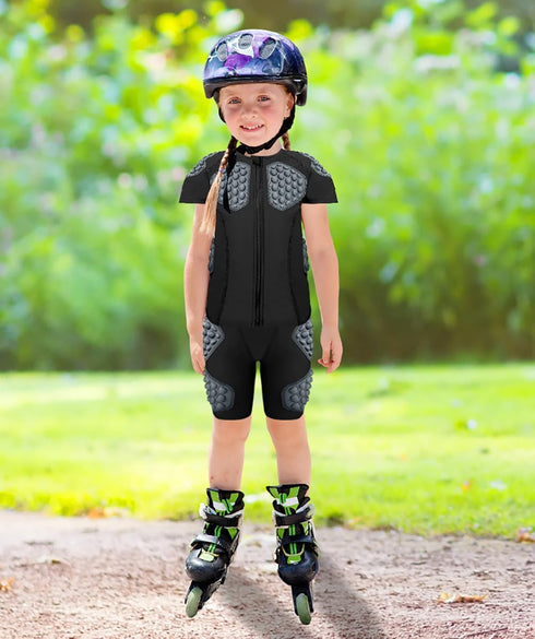 Padded Compression Shirt for Kids - Youth Boys Girls Protective Football Shirts for Ski, Paintball, Rugby