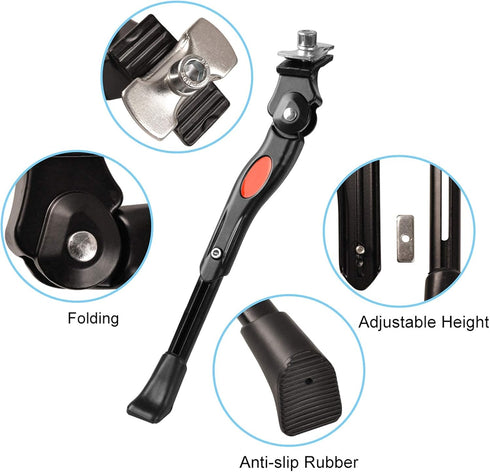 SEISSO Adjustable Aluminium Alloy Bike Kickstand - Center Mount for 16 18 Inch Kids Bicycle, MTB/Road Bike/BMX