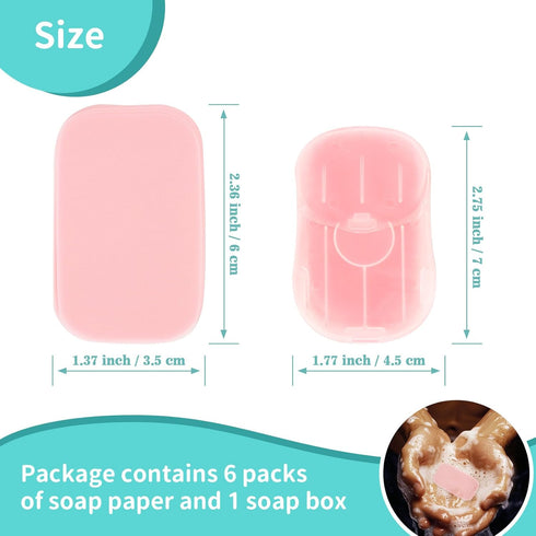 RAQEHO 300 6packs 1 Paper Soap Sheets for Travel - Travel Size Foaming Hand Soap Sheets Refills with Portable Box