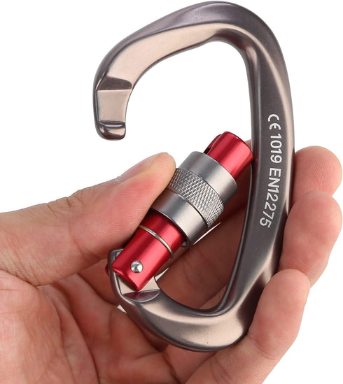 Screwgate Locking Carabiner Clip - Heavy Duty Rock Climbing Carabiner, Screw Lock for Outdoor Equipment