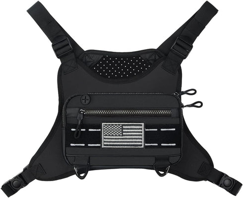 Sports Chest Bag for Men Women, Running Vest Bag with Built-in Phone Holder for Workouts, Ski, Cycling, Hiking,