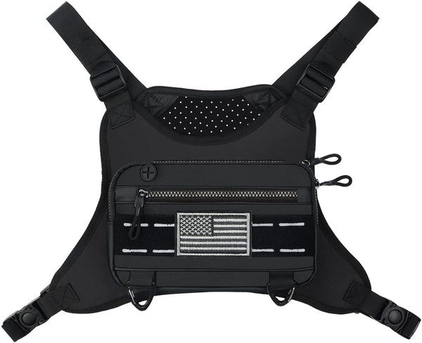 Sports Chest Bag for Men Women, Running Vest Bag with Built-in Phone Holder for Workouts, Ski, Cycling, Hiking,