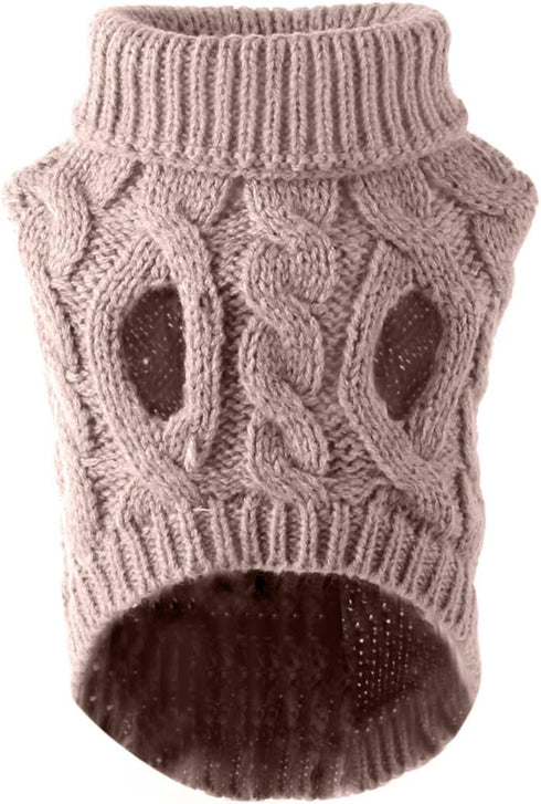 Pet Dog Turtleneck Knitting Sweater Coat - Winter Warmer Thickening Pullover Knitwear for Small Medium Large Dogs (L,