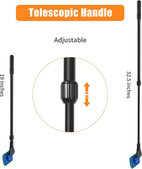 AQUANEAT Aquarium Cleaning Tools, 5 in 1 Fish Tank Cleaning Kit with Adjustable Long Handle, Algae Scraper