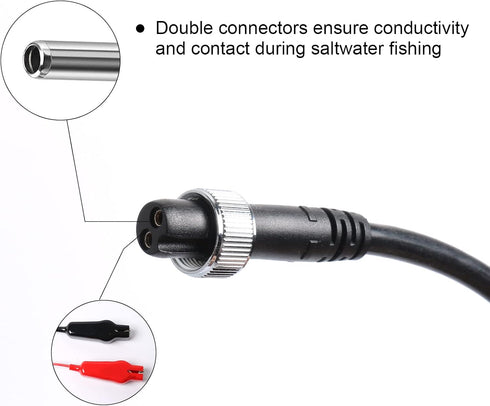 LICHIFIT Power Cord Cable Battery Connecting Line, Double Connectors 3M for Daiwa/Shimano Electric Fishing Reels