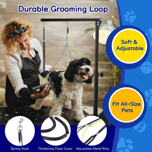 KELIXU Dog Grooming Arm with Clamps, Adjustable Table Arm with Hammock Harness, Black for Small/Medium Pets