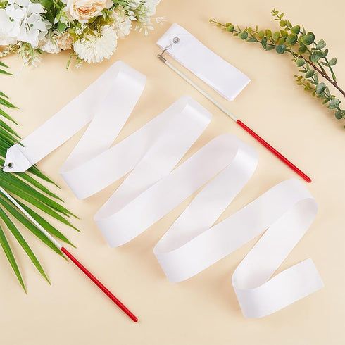 2 2.04 80 Inch CREATCABIN Pcs m Dance Ribbons Rhythmic Gymnastics Ribbon Baton Nylon Twirling Wands on Sticks Training