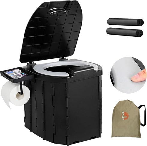 Opliy Portable Camping Toilet Upgraded Soft Camp Toilet Seat with Paper Holder- Travel