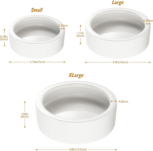 Large Worm Dish - 2 Pcs Ceramic Pet Bowls for Reptiles, Mealworms Bowl for Bearded Dragon, Chameleon