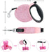 Triumilynn Rhinestone Retractable Dog Leash, 10ft Bling Cat Walking Leash Pink, Gift Waste Bags Dispenser Included