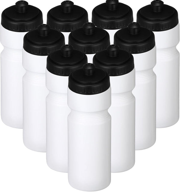 Sunnyray 10 Pcs Reusable Sports Water Bottle - 23 oz Blank Plastic Bottles with Pull Top Cap for Kids & Adults
