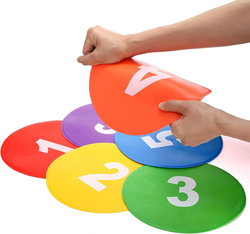 24 Pack 9 Inch 6 Okllen Poly Vinyl Spot Markers, Floor Dots Non-Slip Rubber Agility Dots, Flat Field Cones Circles