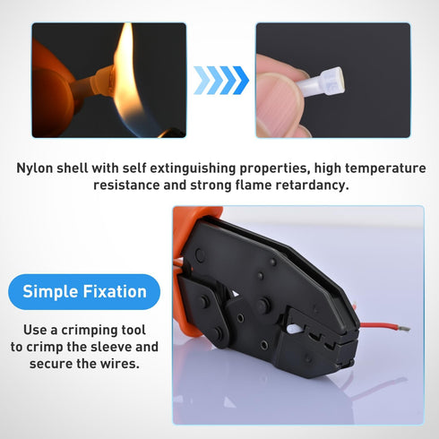300PCS CE1 22-16 Nilight Closed End Crimp Terminal Gauge Nylon Insulated Closed End Wire Cap Wire Connectors Crimp Cap
