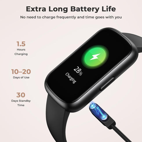 Fitness Tracker with 24/7 Heart Rate, Blood Oxygen, Sleep Monitor - 3ATM Waterproof Smart Watch/Activity Tracker, Black
