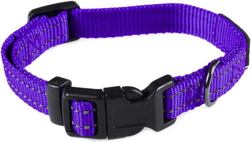 Max and Neo NEO Nylon Buckle Reflective Dog Collar - We Donate a Collar to a Dog Rescue for Every Collar Sold (X-Small, Purple)