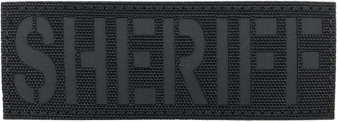 Reflective Laser Cut Sheriff Patch, Small 4x1.4 inch Subdued Black County Office Patch for Tactical Gear