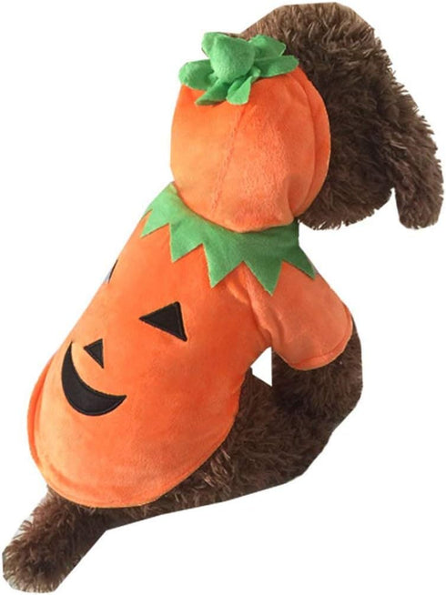 Mogoko Dog Cat Halloween Pumpkin Costumes, Funny Pet Cosplay Dress, Puppy Fleece Hoodie Coat, XL for 12.0~18.0 lbs